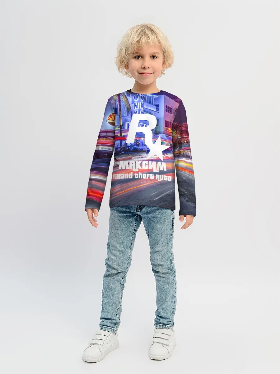 Детский лонгслив / Максим в стиле GTA