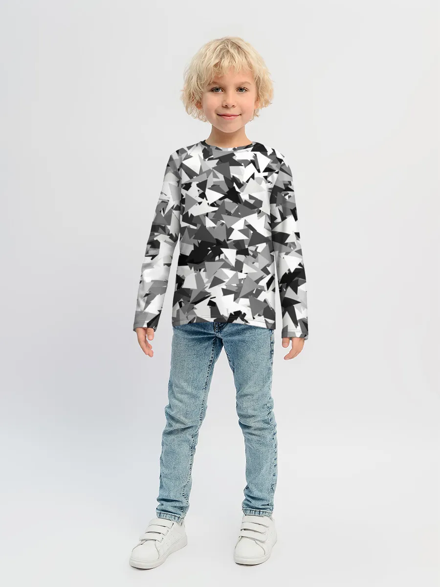Детский лонгслив / Городской серый камуфляж