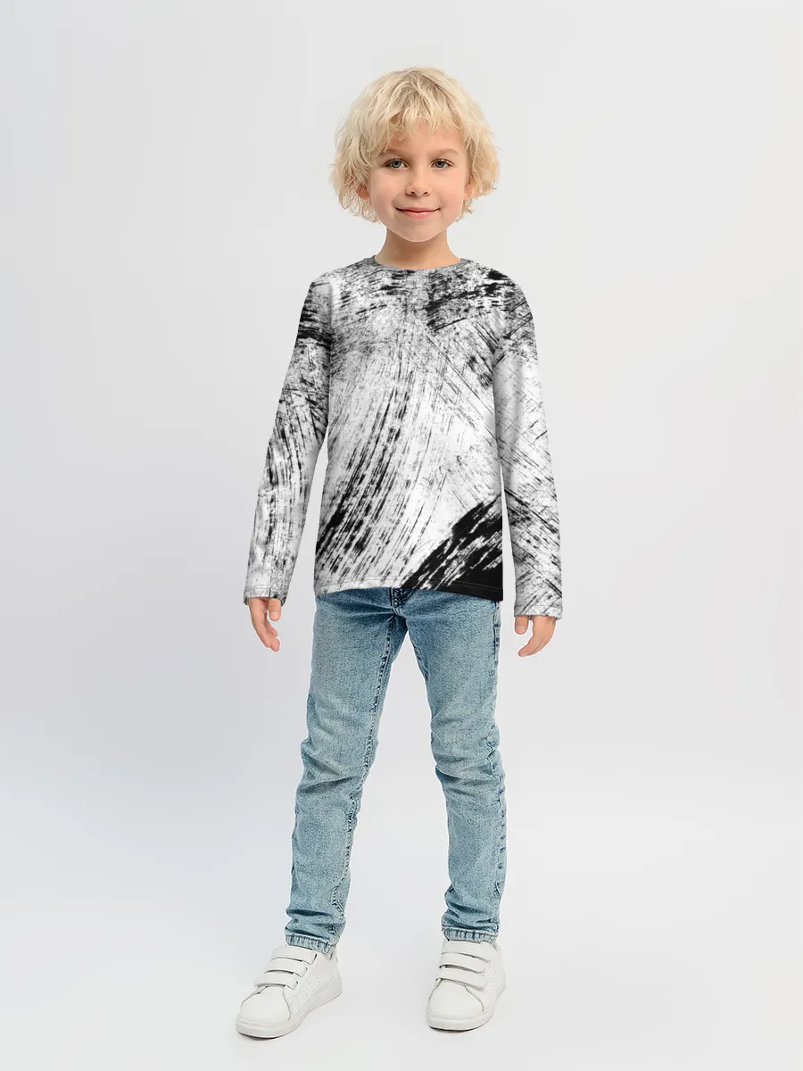 Детский лонгслив / Серые штрихи