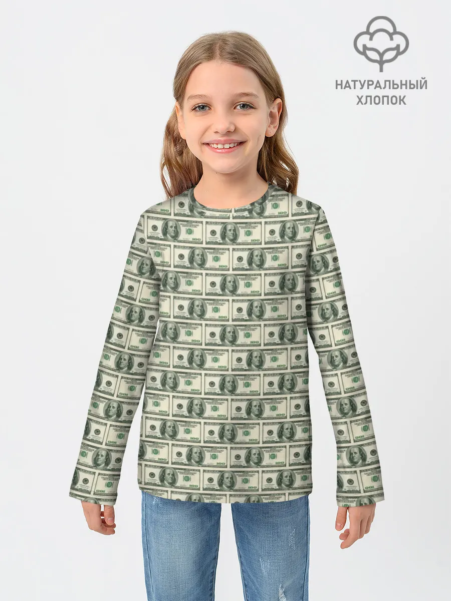 Детский лонгслив / Доллары