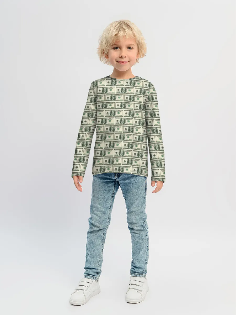 Детский лонгслив / Доллары
