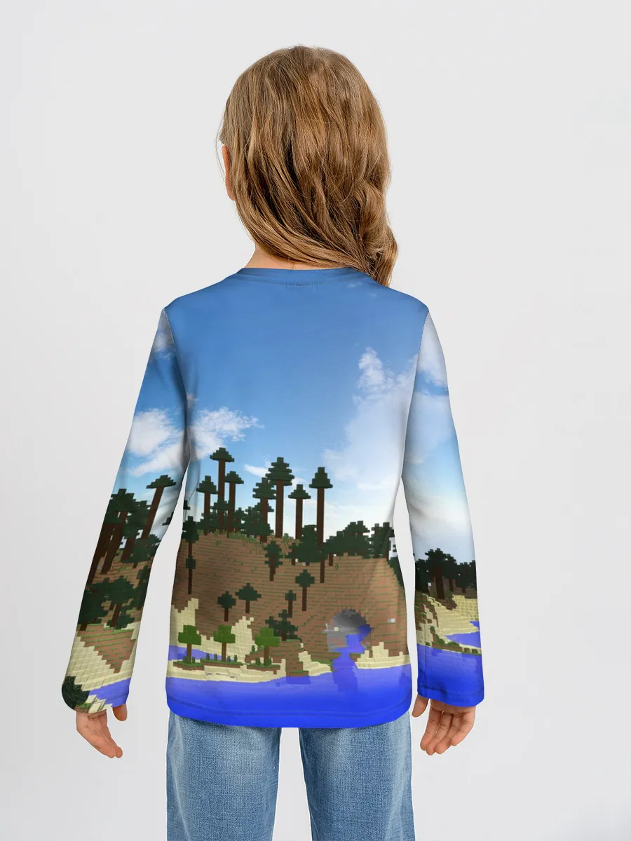 Детский лонгслив / Стив на Эндер Драконе