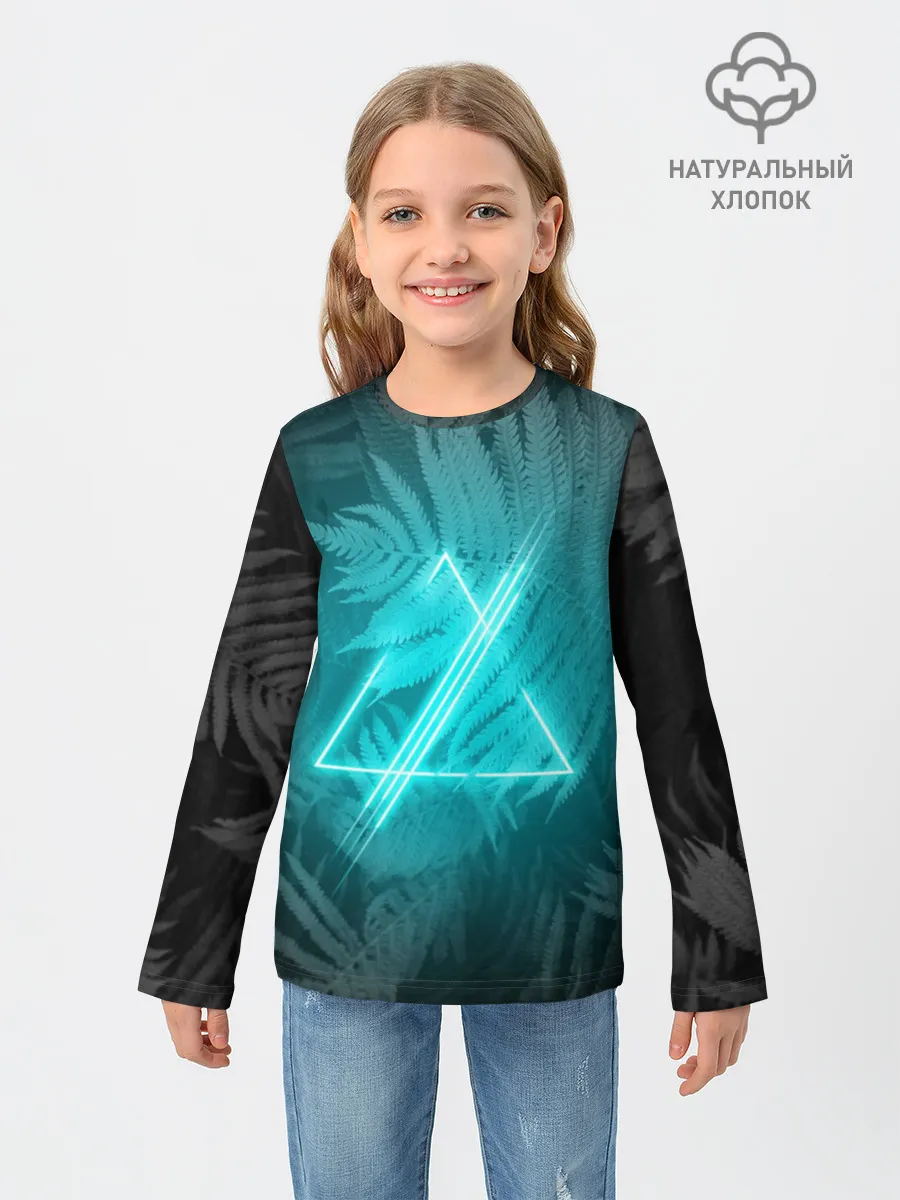 Детский лонгслив / Neon light blue