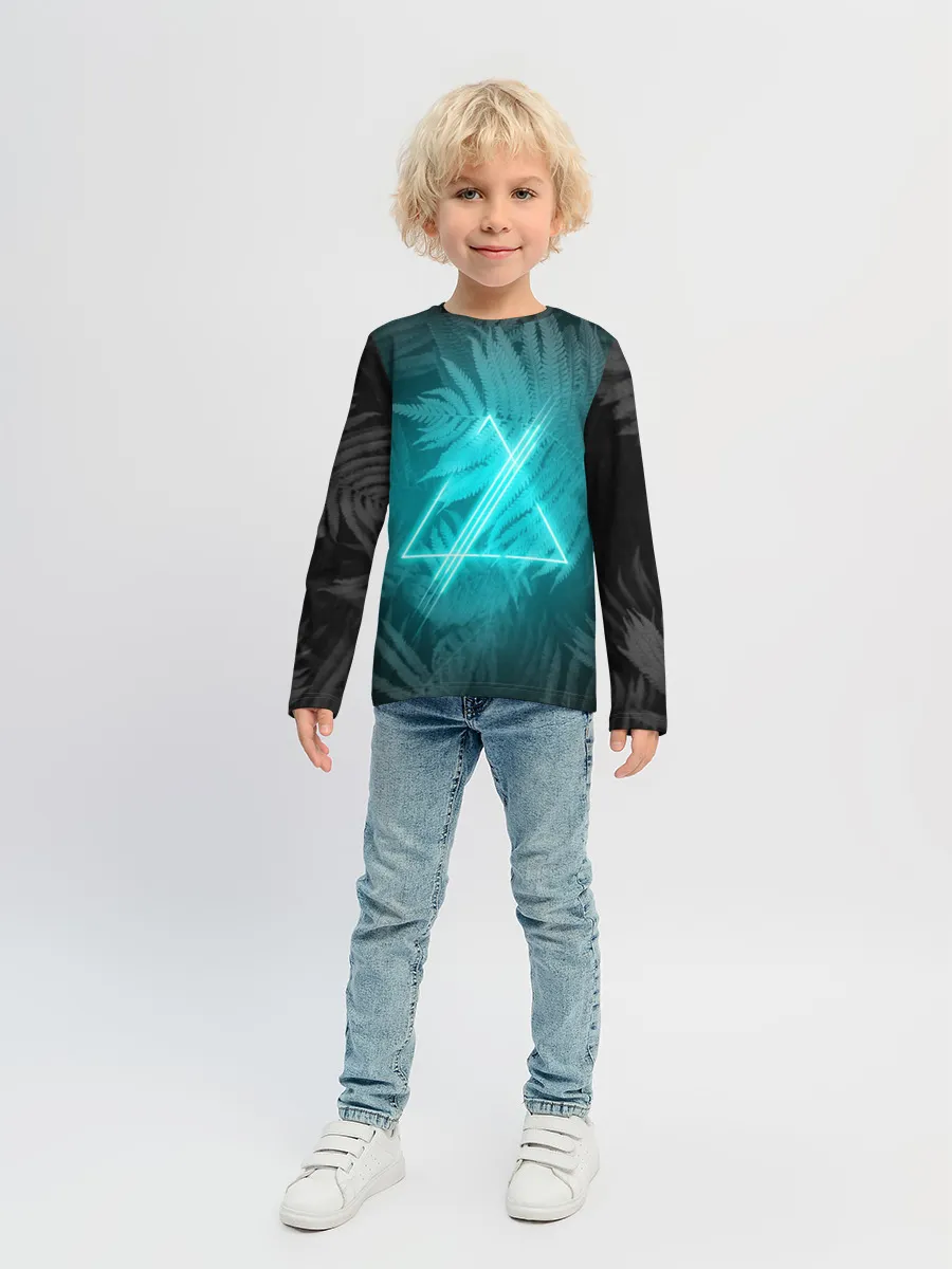 Детский лонгслив / Neon light blue