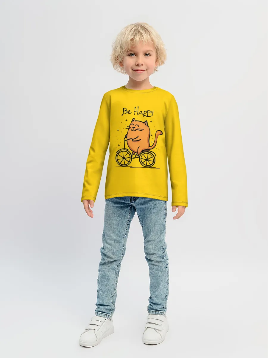 Детский лонгслив / Be Happy,cat