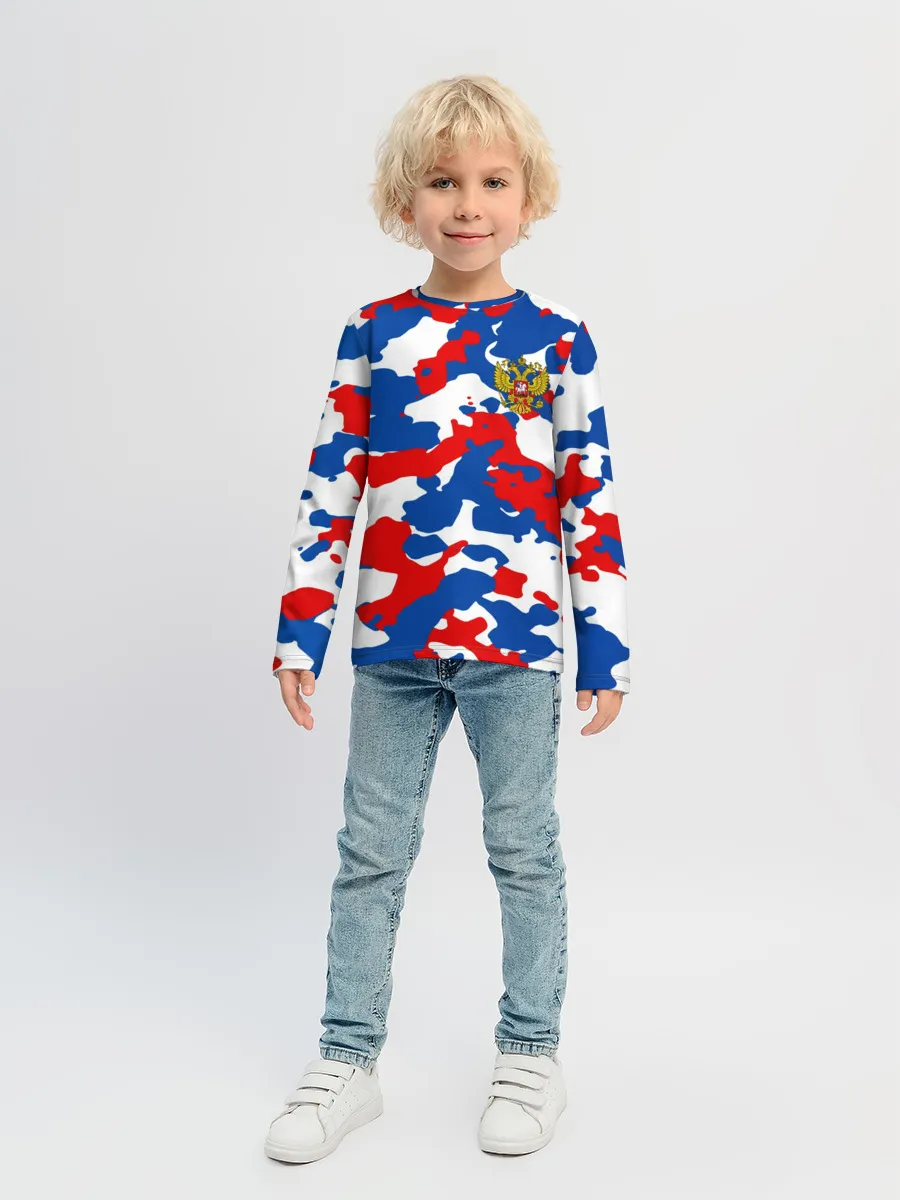 Детский лонгслив / Герб РФ Милитари