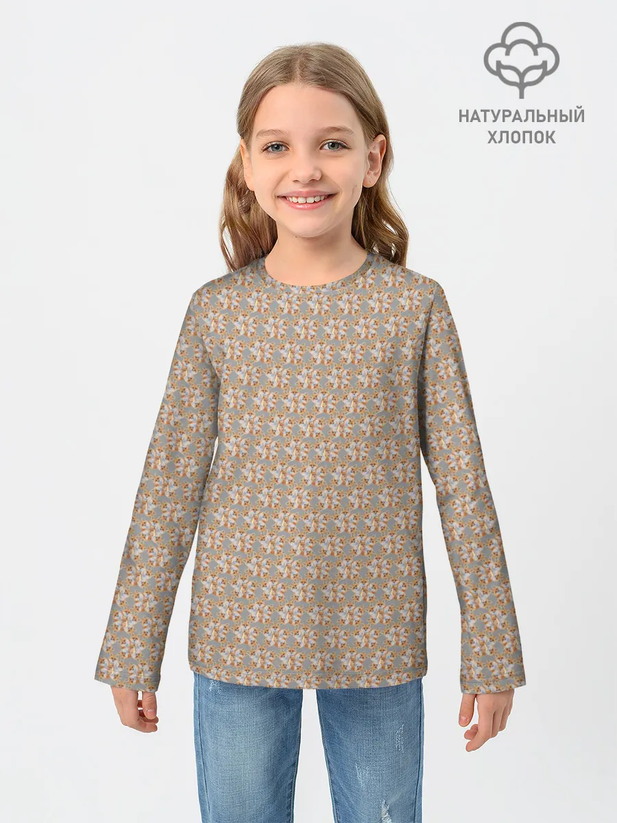Детский лонгслив / Лисы узор
