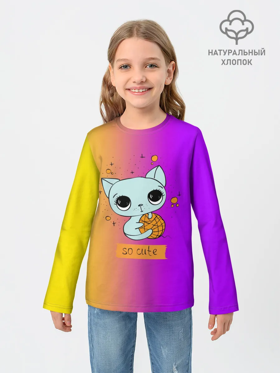 Детский лонгслив / Милый котёнок