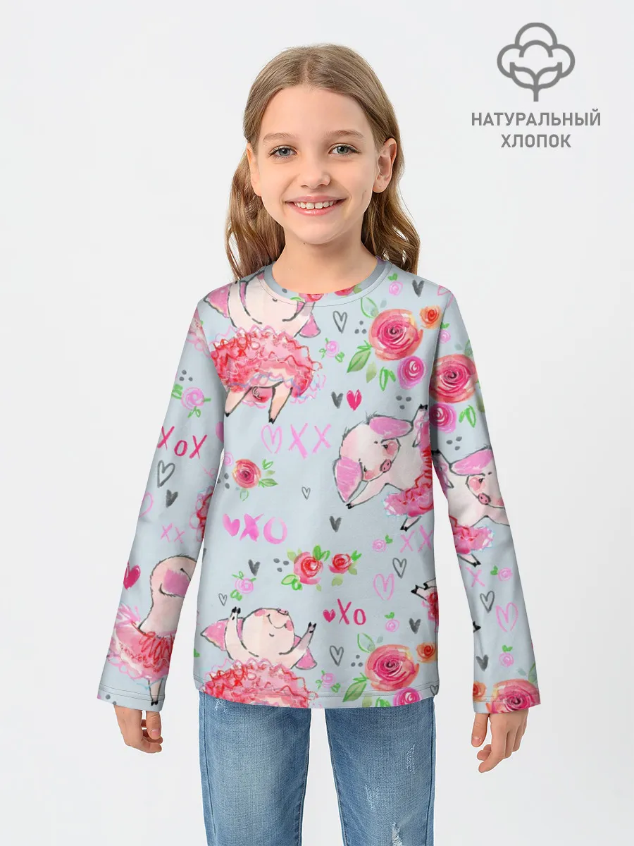 Детский лонгслив / Свинки-балеринки