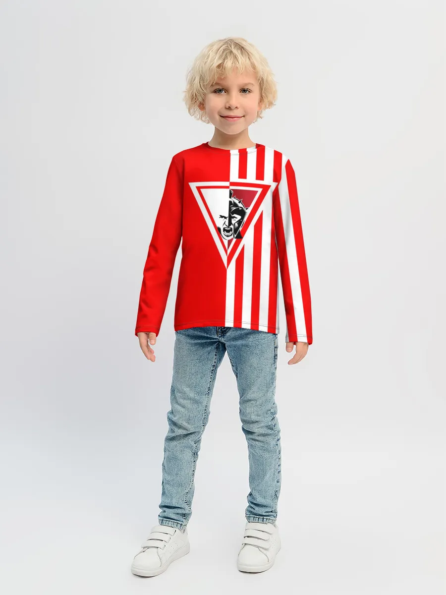 Детский лонгслив / Красно-белый воин