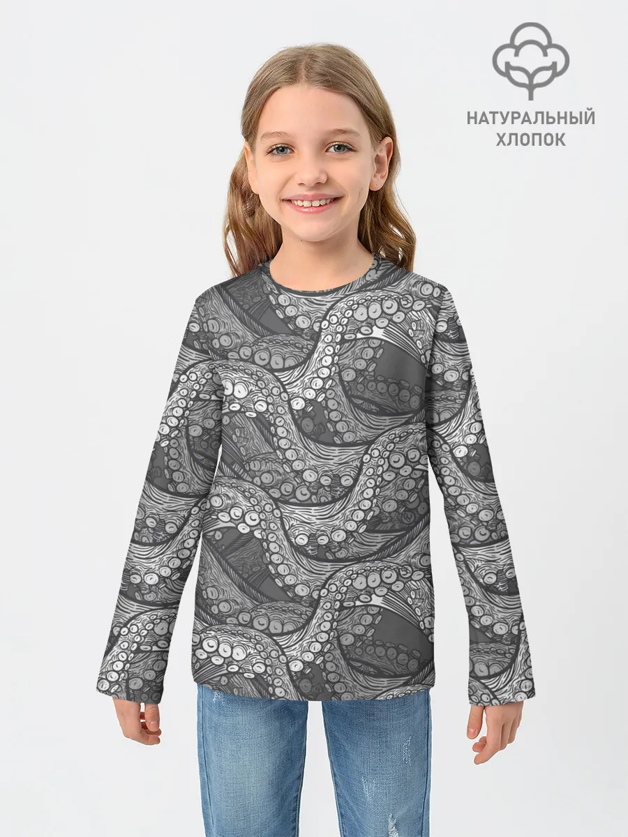 Детский лонгслив / Octopus dark