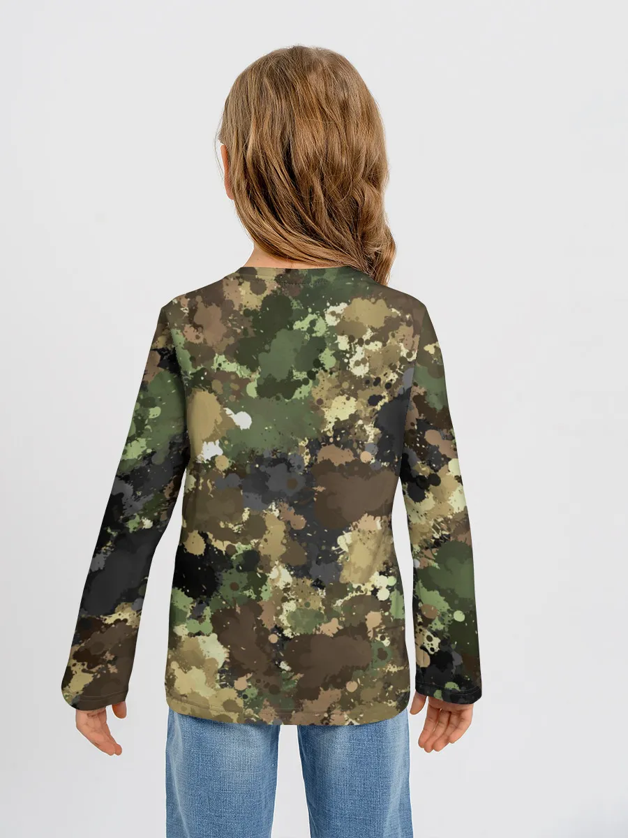 Детский лонгслив / Камуфляж с кляксами