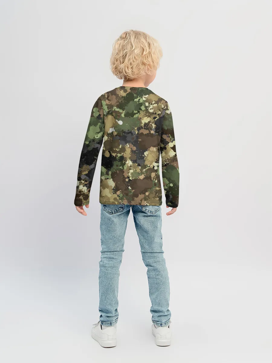 Детский лонгслив / Камуфляж с кляксами