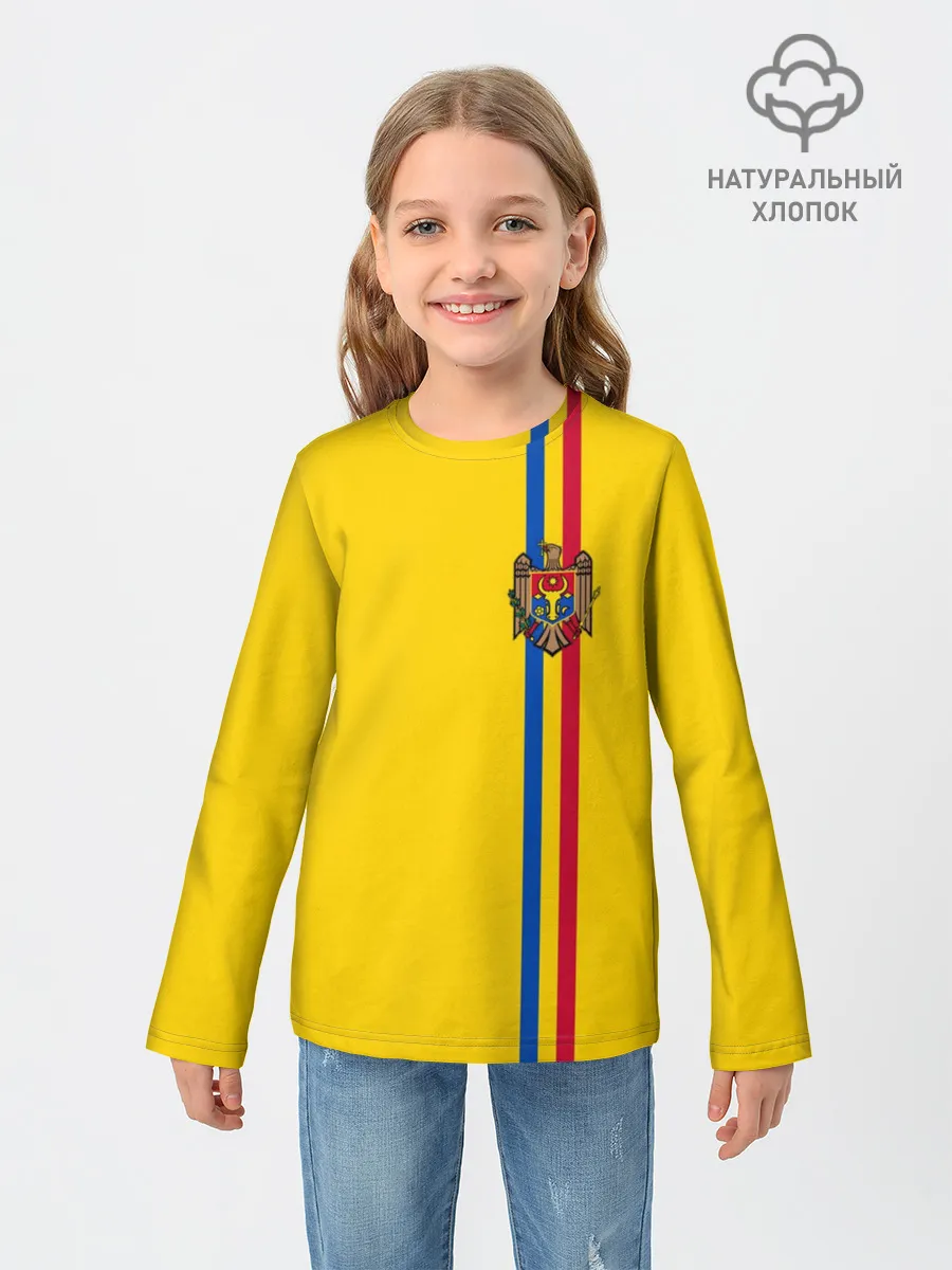 Детский лонгслив / Молдавия, лента с гербом