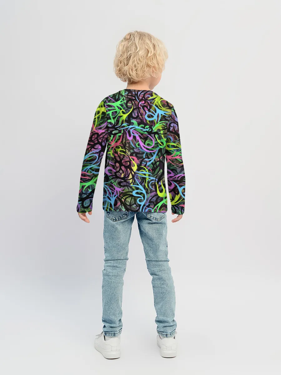 Детский лонгслив / Абстрактный кот