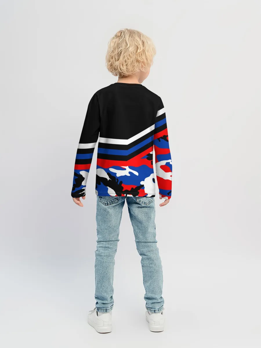 Детский лонгслив / Камуфляж Россия