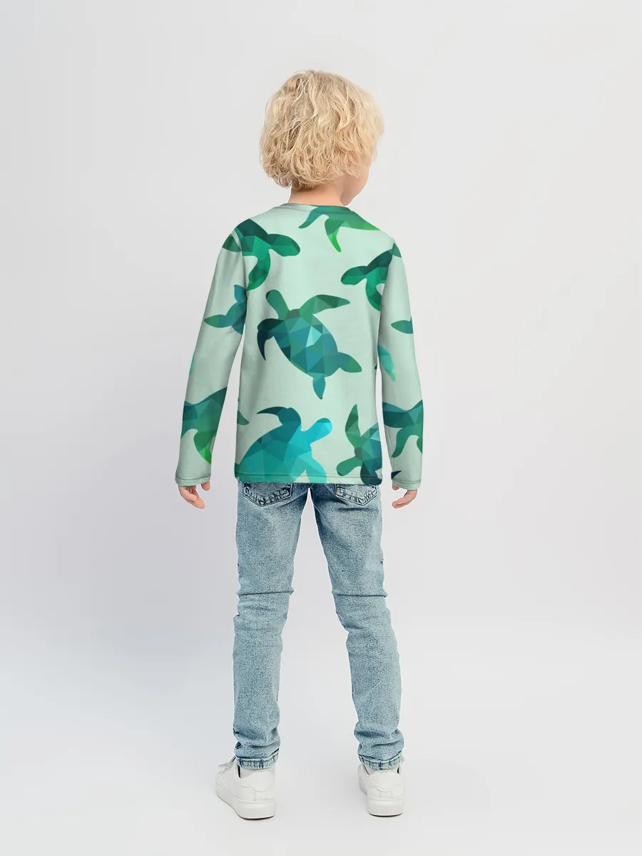 Детский лонгслив / Абстракция Черепахи Полигон