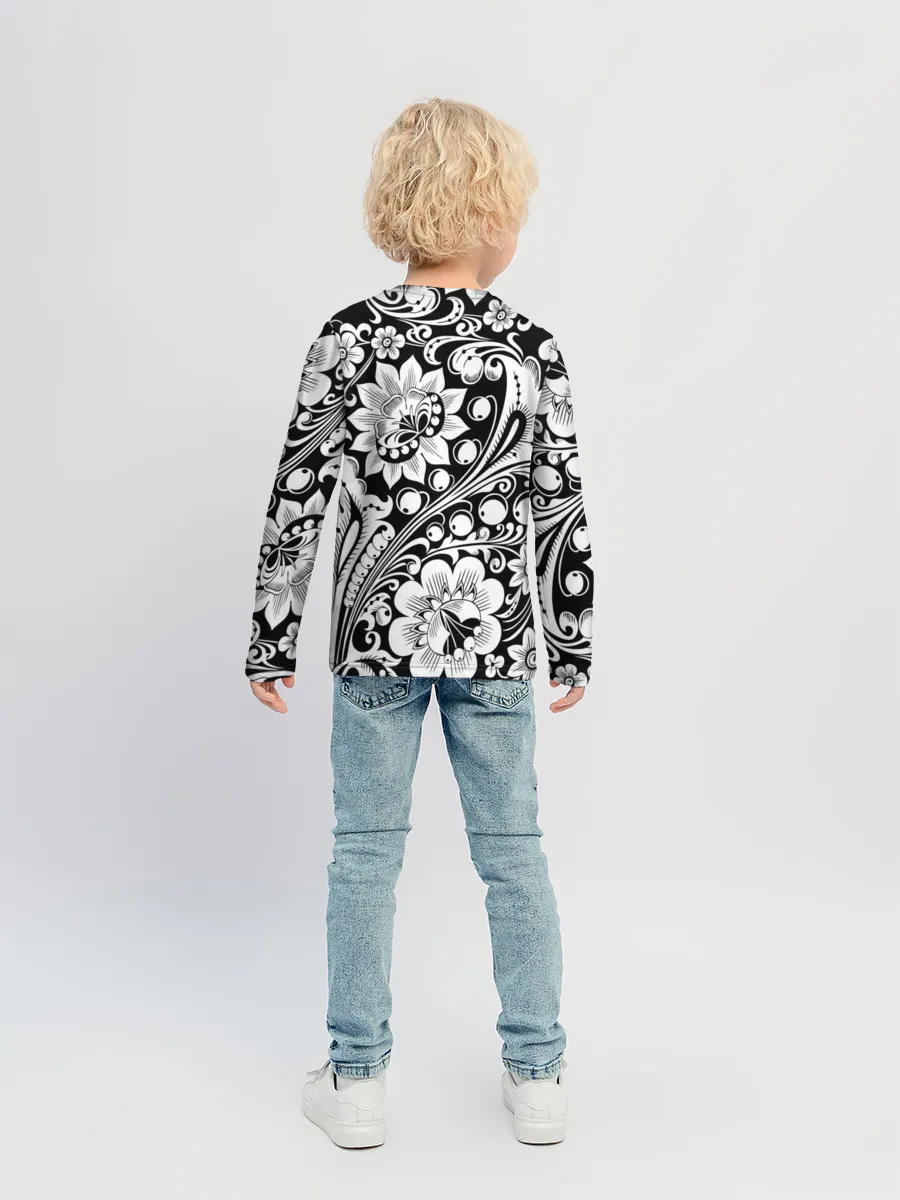 Детский лонгслив / Хохлома чб