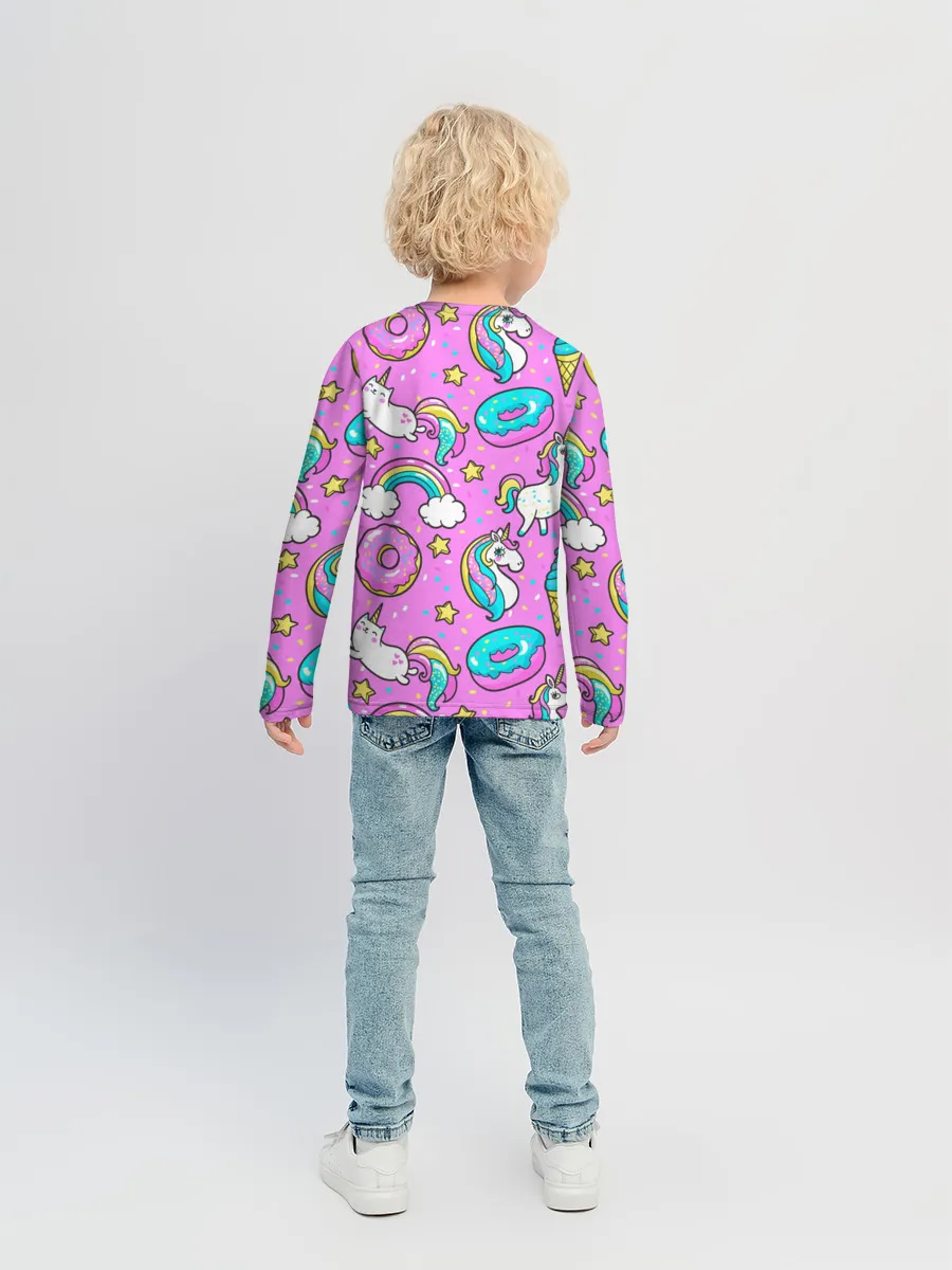 Детский лонгслив / Котики и Единороги