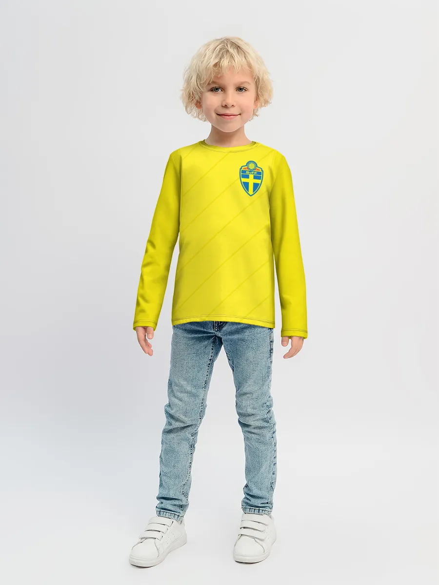 Детский лонгслив / Швеция домашняя форма ЧМ 2018