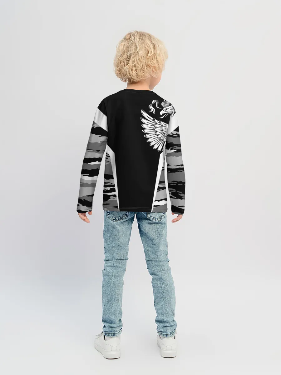 Детский лонгслив / Камуфляж Россия