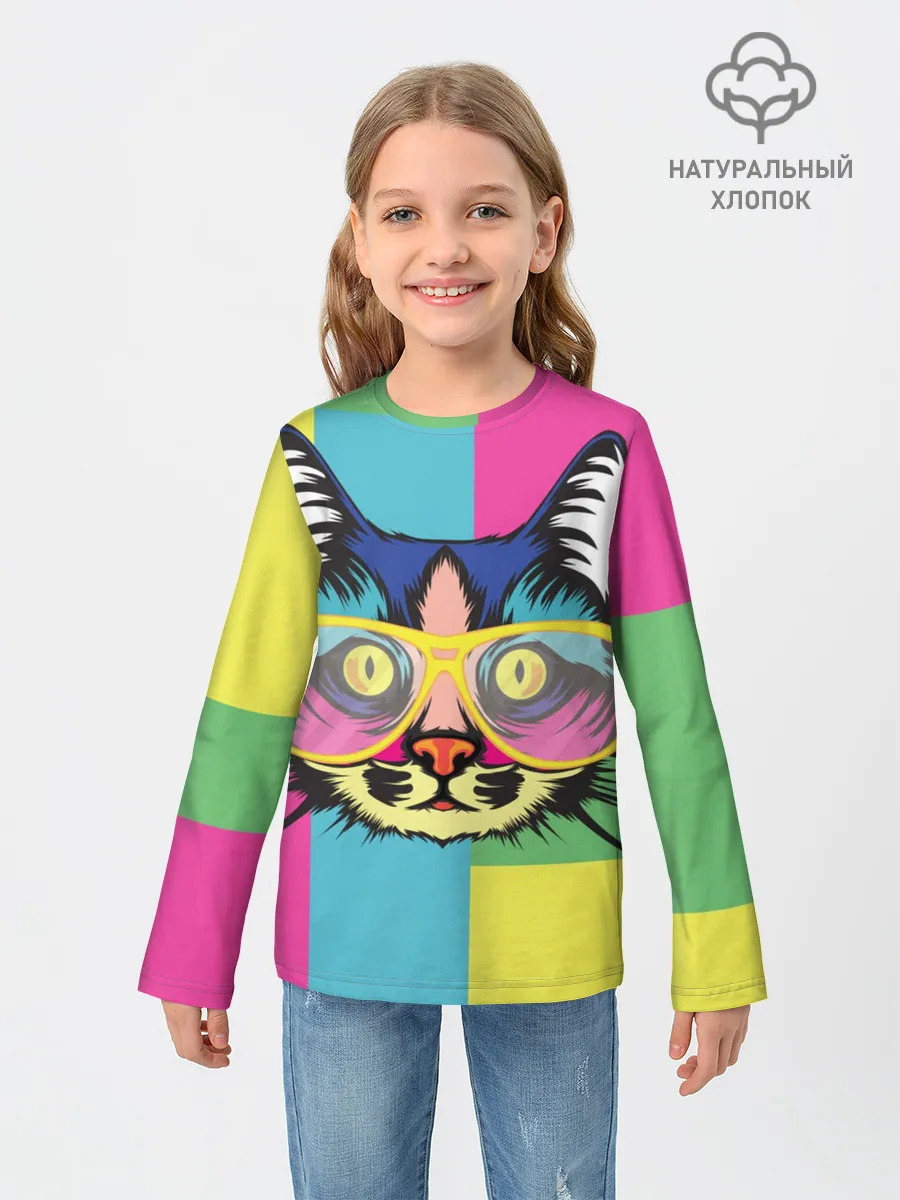 Детский лонгслив / Яркий Кот
