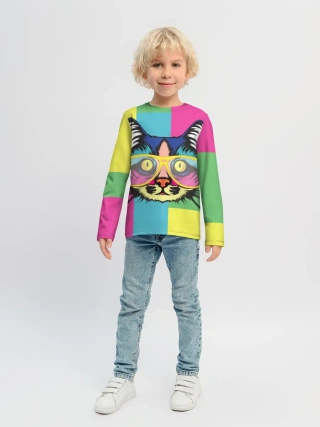 Детский лонгслив / Яркий Кот