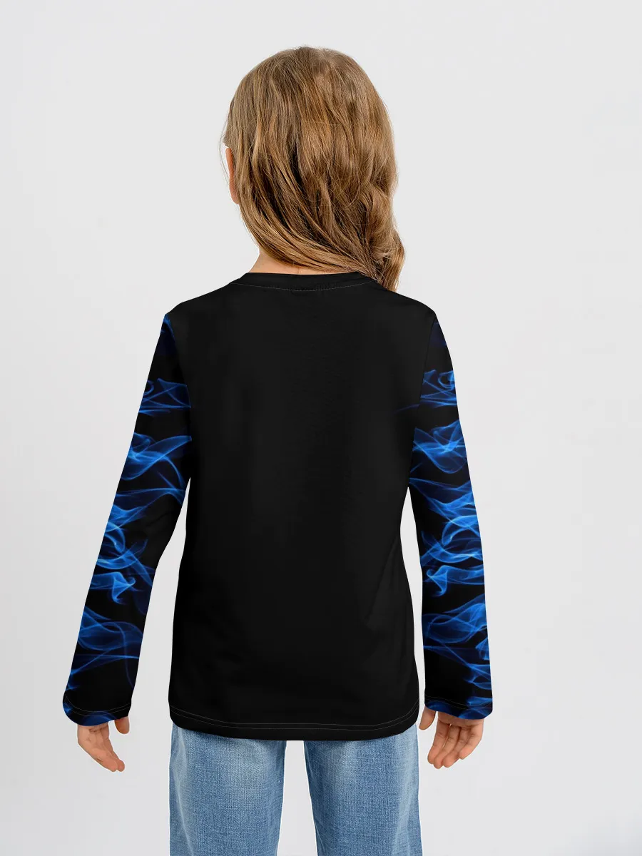 Детский лонгслив / Синий тигр