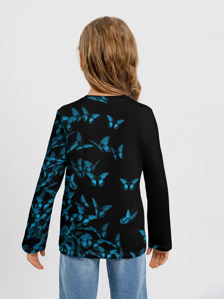 Детский лонгслив / Синие бабочки