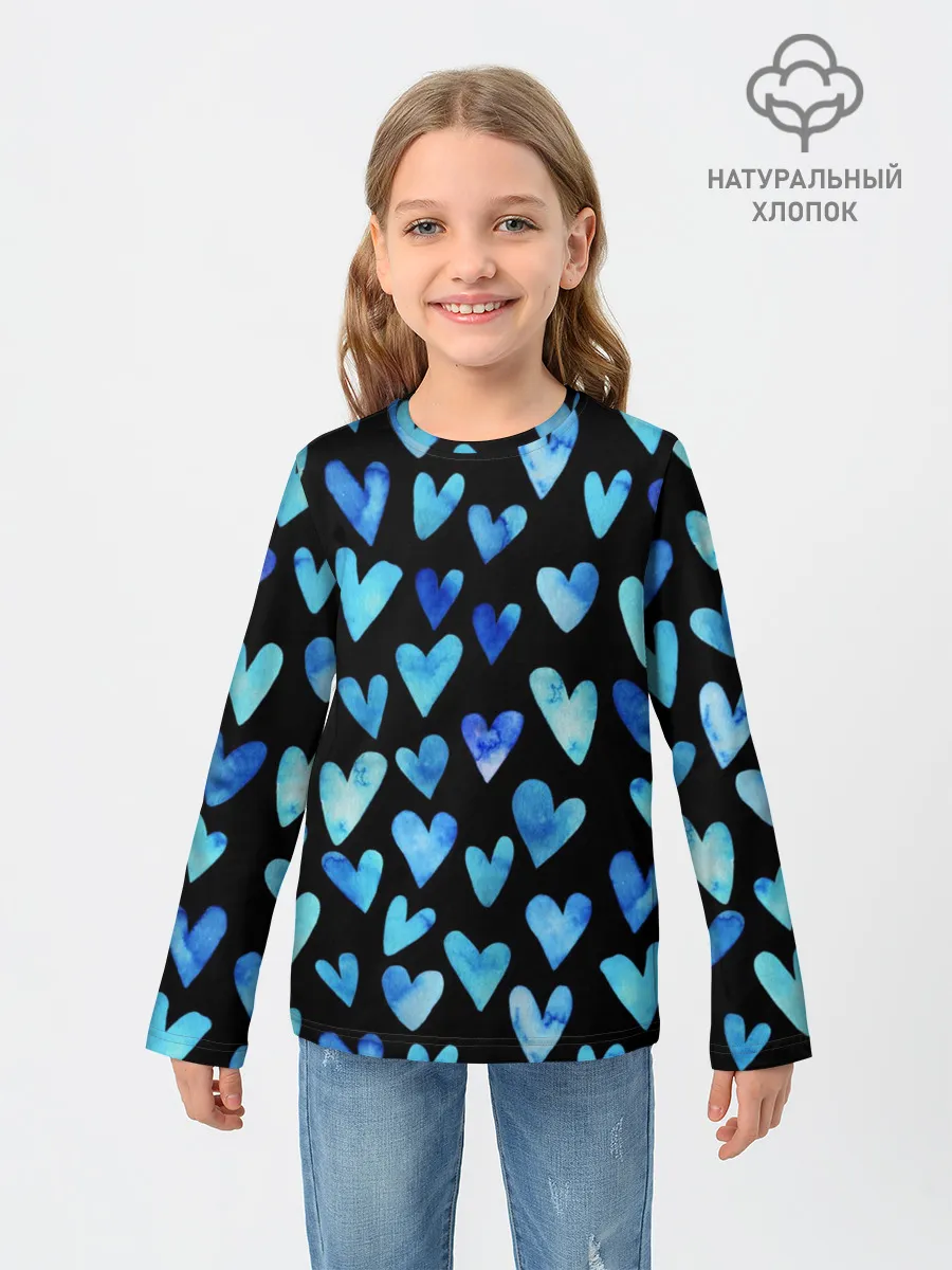Детский лонгслив / Blue Hearts