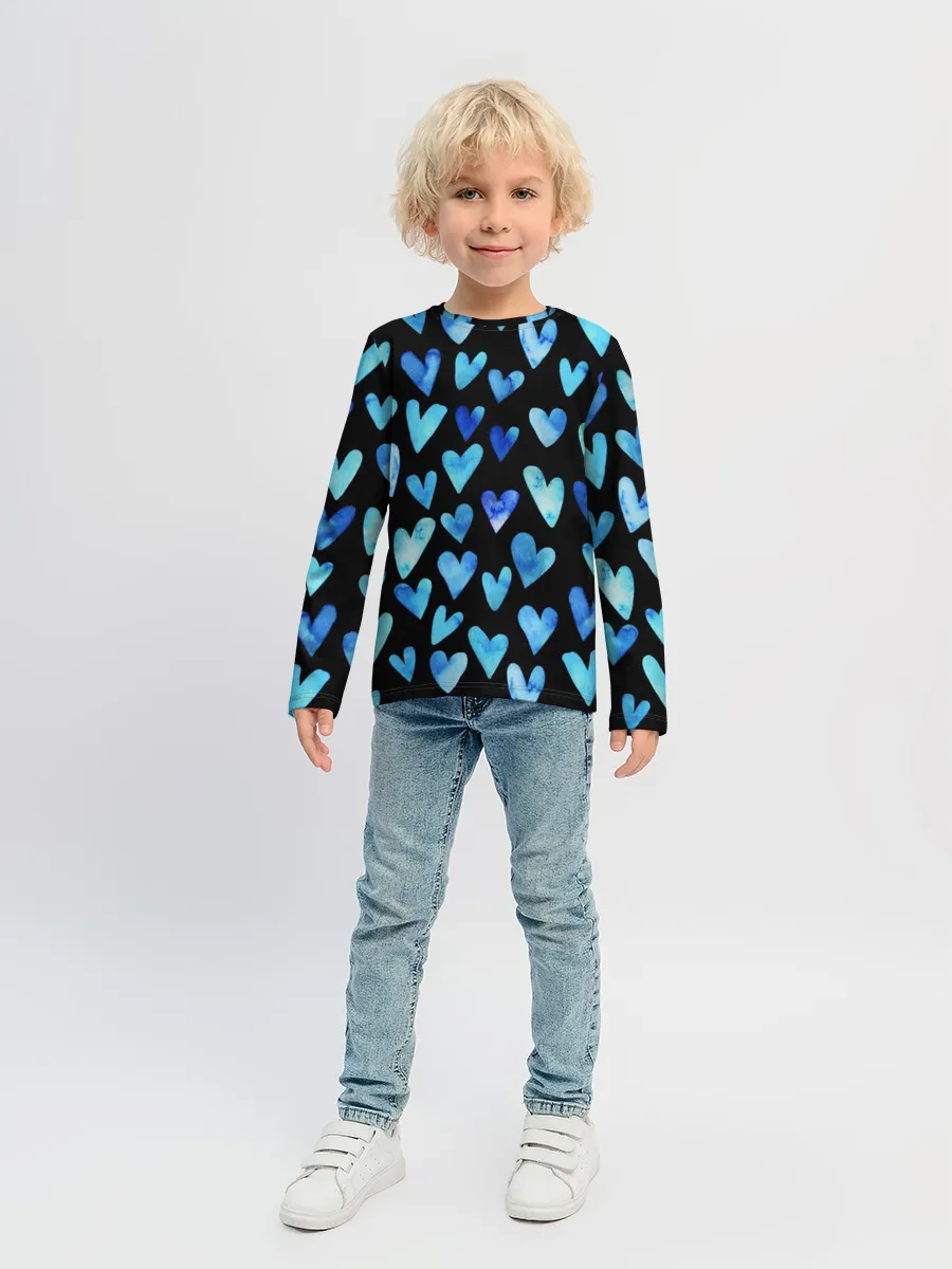 Детский лонгслив / Blue Hearts