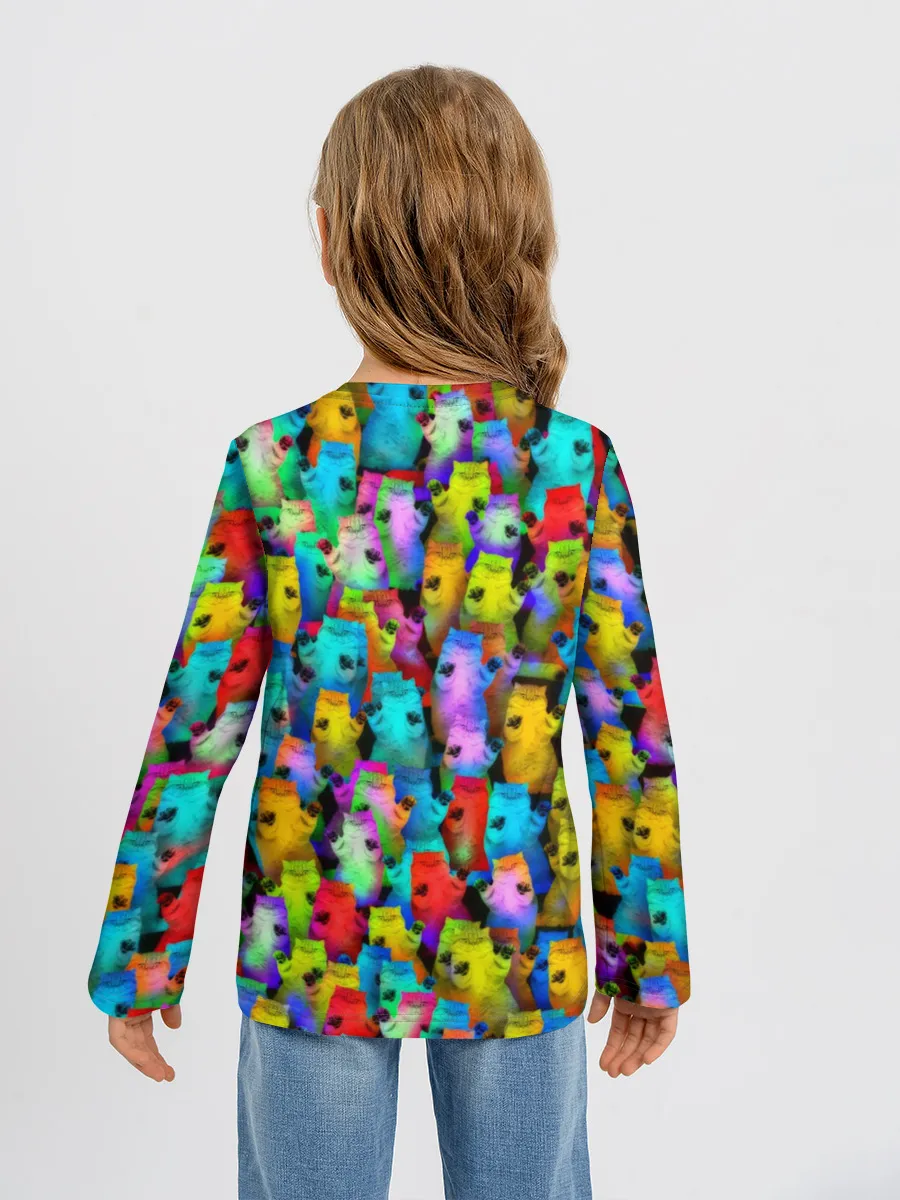 Детский лонгслив / Котики на дискотеке