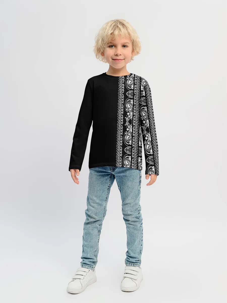 Детский лонгслив / Узор на чёрном