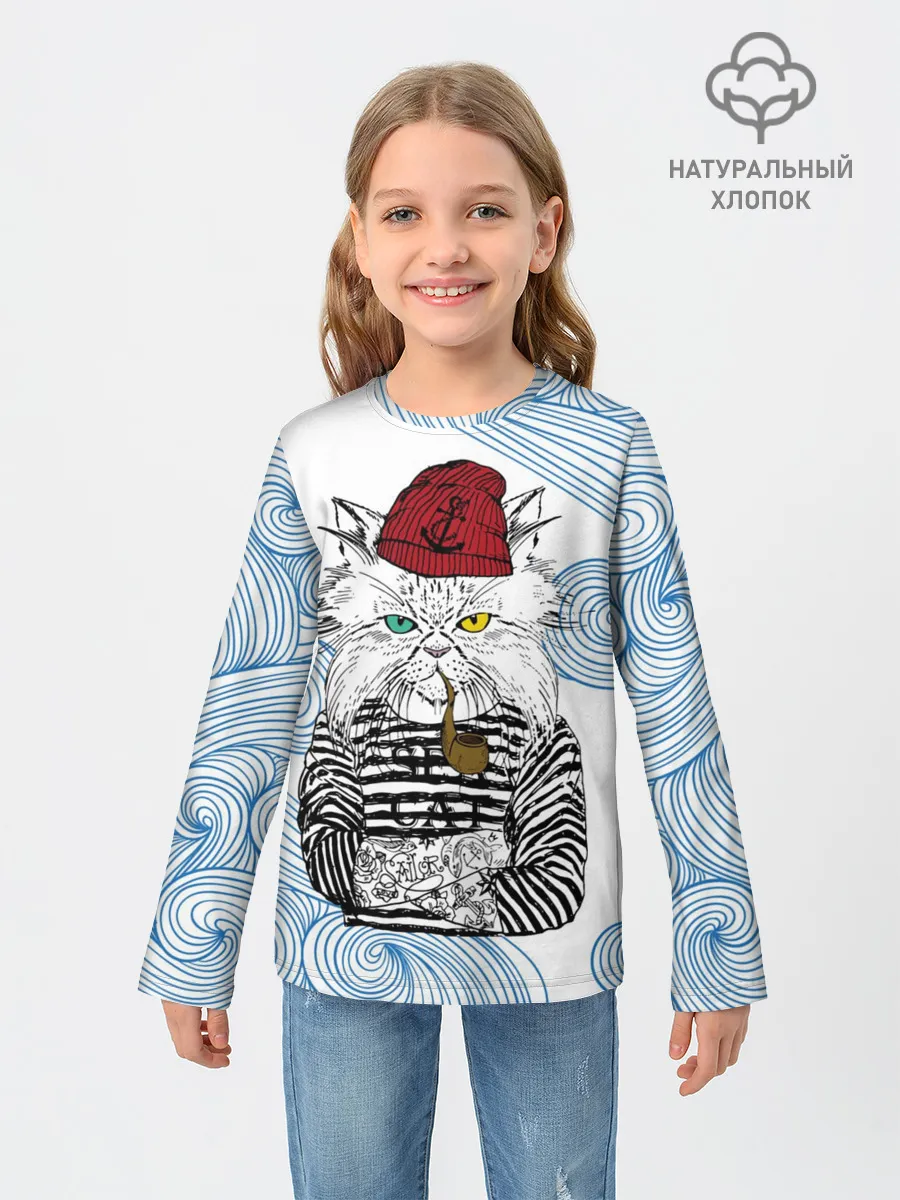 Детский лонгслив / Кот Моряк