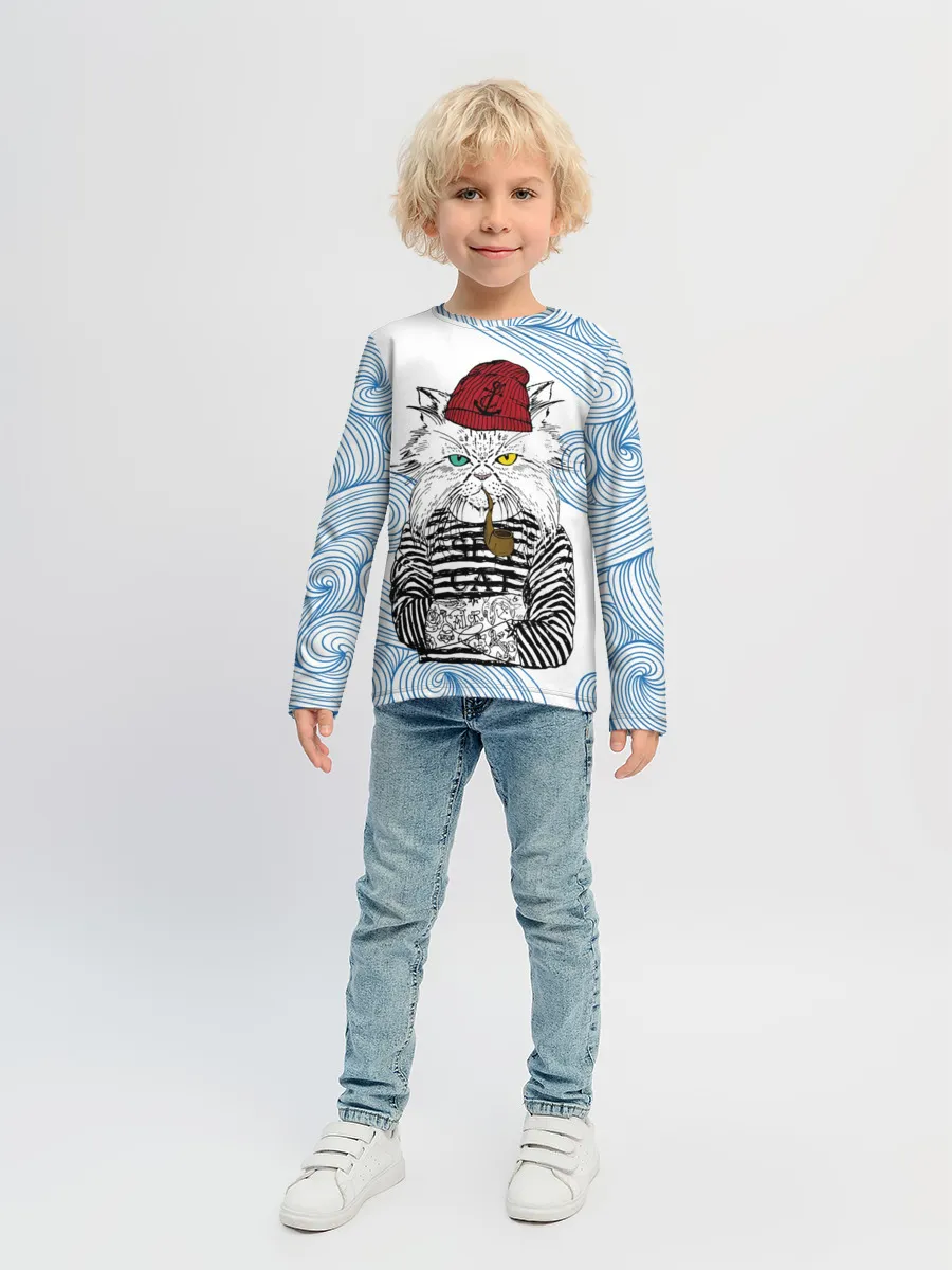 Детский лонгслив / Кот Моряк
