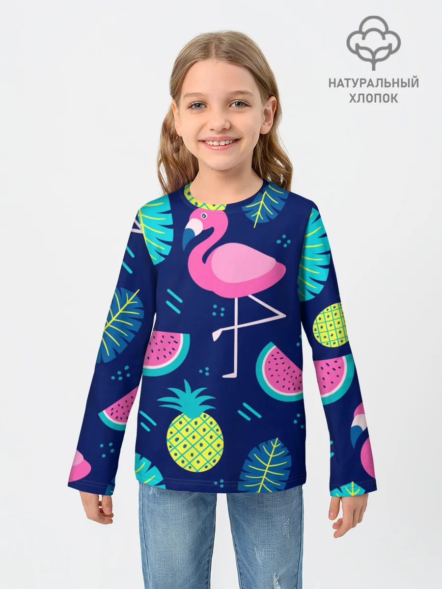 Детский лонгслив / Фламинго