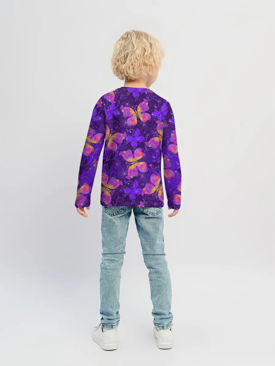 Детский лонгслив / Розовые бабочки