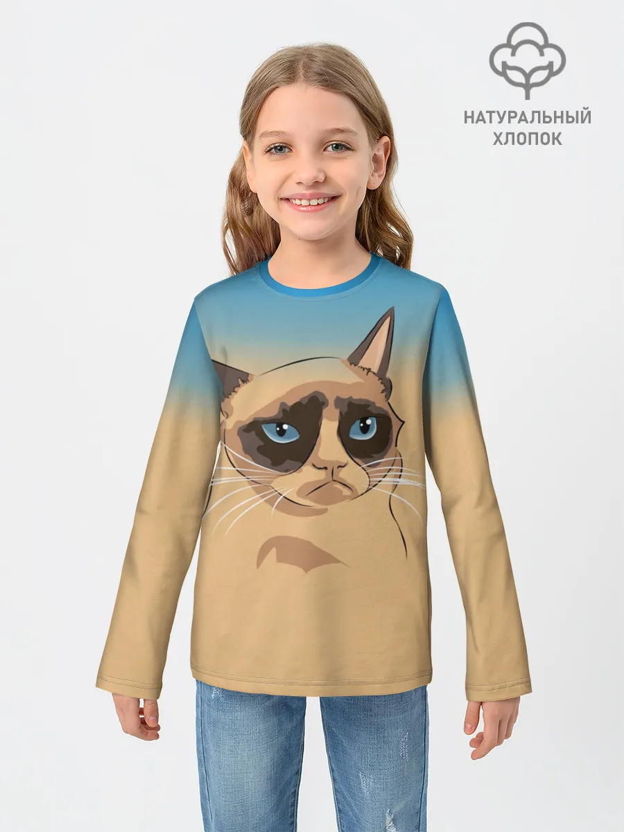 Детский лонгслив / Grumpy cat ART