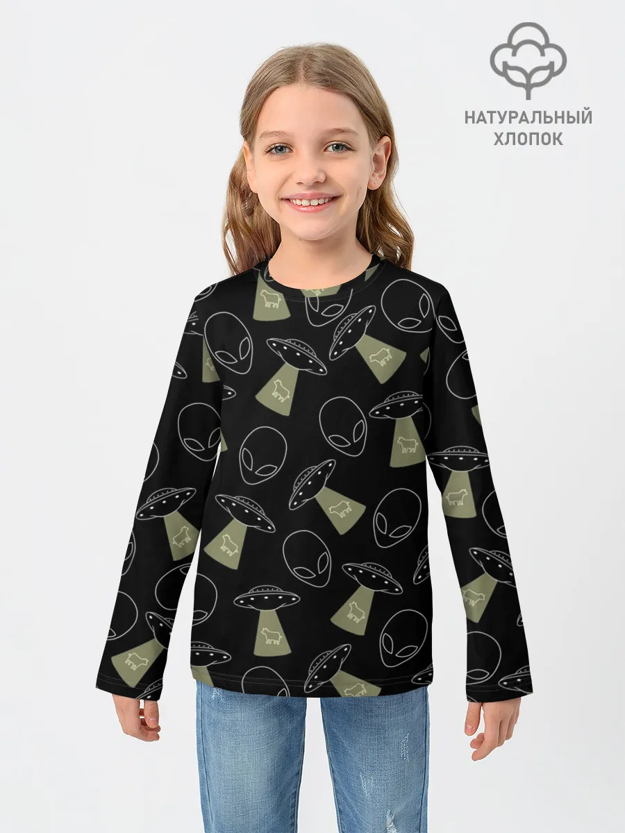 Детский лонгслив / НЛО похищение коров