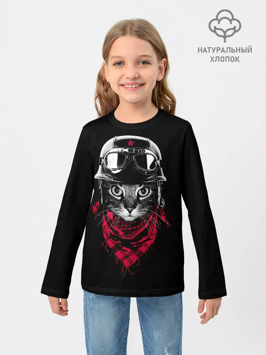 Детский лонгслив / Кот Пилот