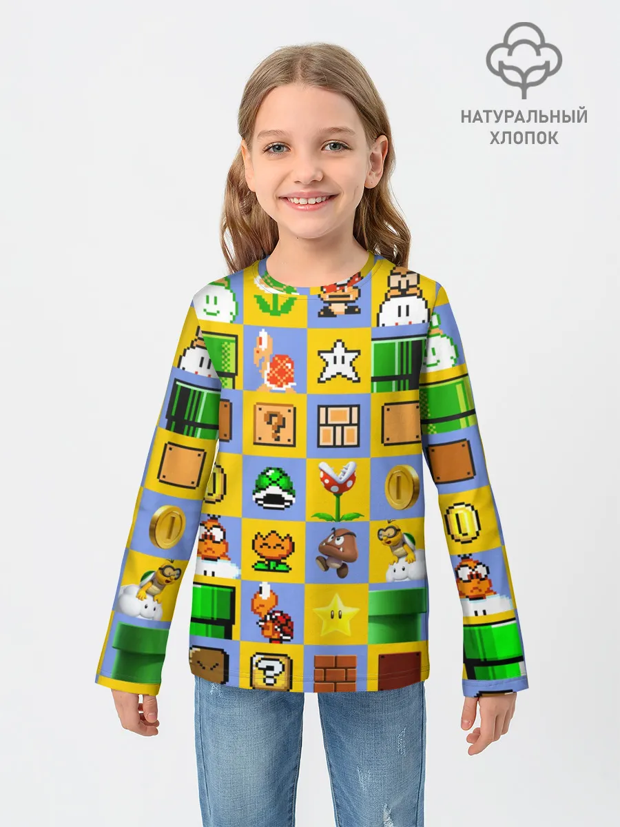 Детский лонгслив / Super Mario Pop art