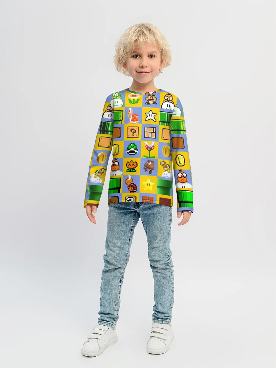 Детский лонгслив / Super Mario Pop art