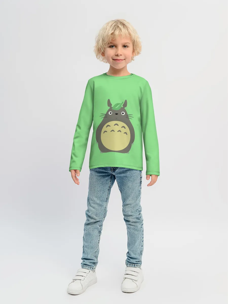 Детский лонгслив / Тоторо под листочком