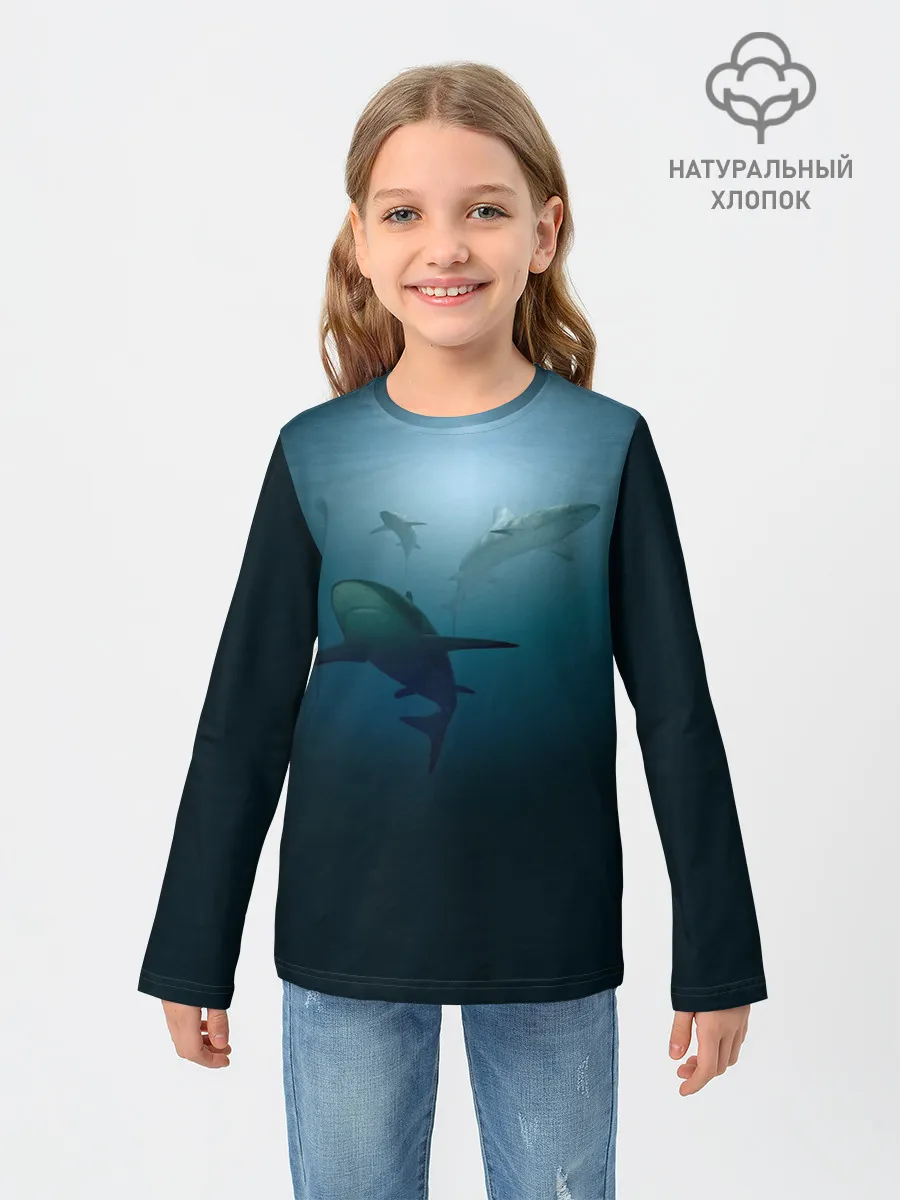 Детский лонгслив / Акулы