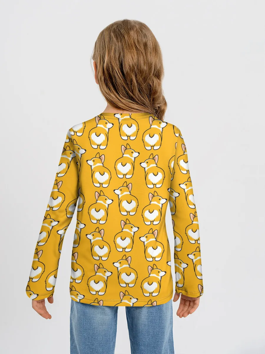 Детский лонгслив / Корги Паттерн