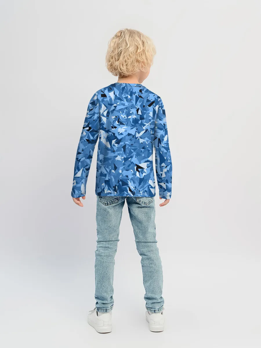 Детский лонгслив / Сине-бело-голубой лев