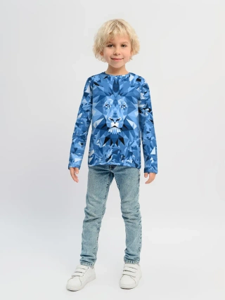 Детский лонгслив / Сине-бело-голубой лев