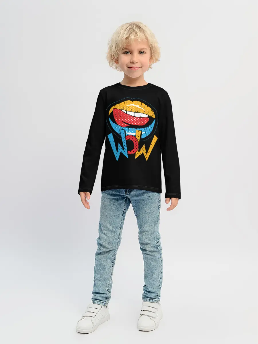 Детский лонгслив / Wow
