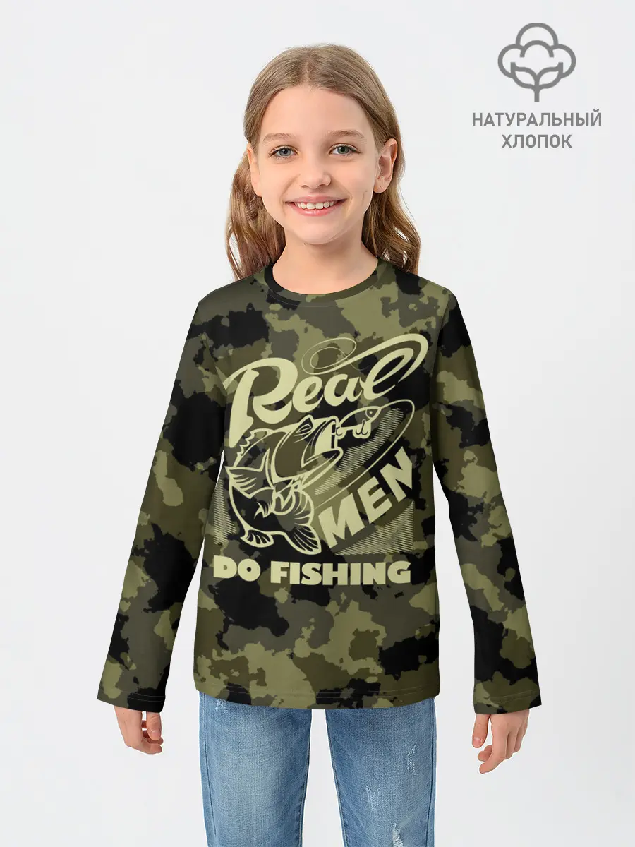 Детский лонгслив / Real men do fishing