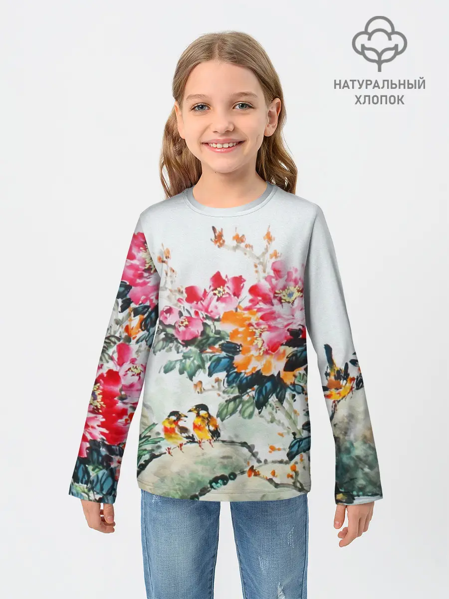 Детский лонгслив / Японские цветы